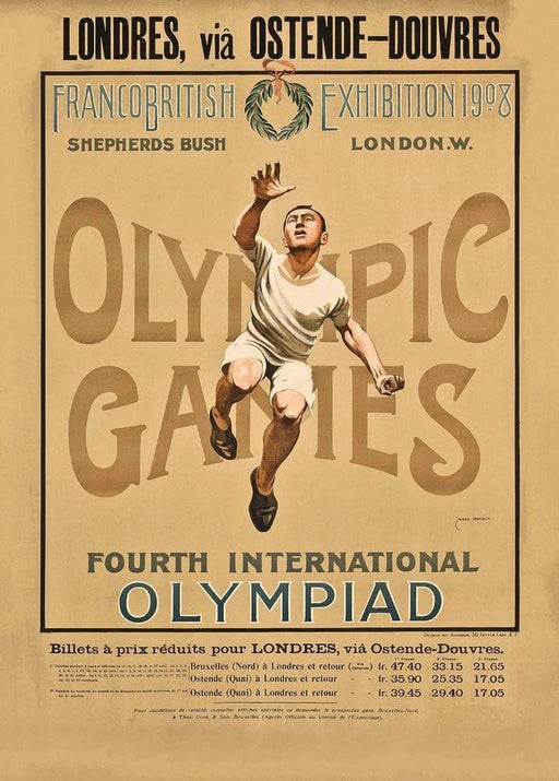 'London Olympics', England, 1908, Reproduction 200gsm A3 Vintage Art Nouveau Poster - World of Art Global Limited