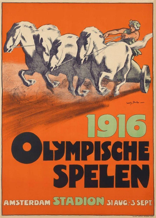 'Olympics, Netherlands', 1916, Reproduction 200gsm A3 Vintage Art Nouveau Sports Poster - World of Art Global Limited
