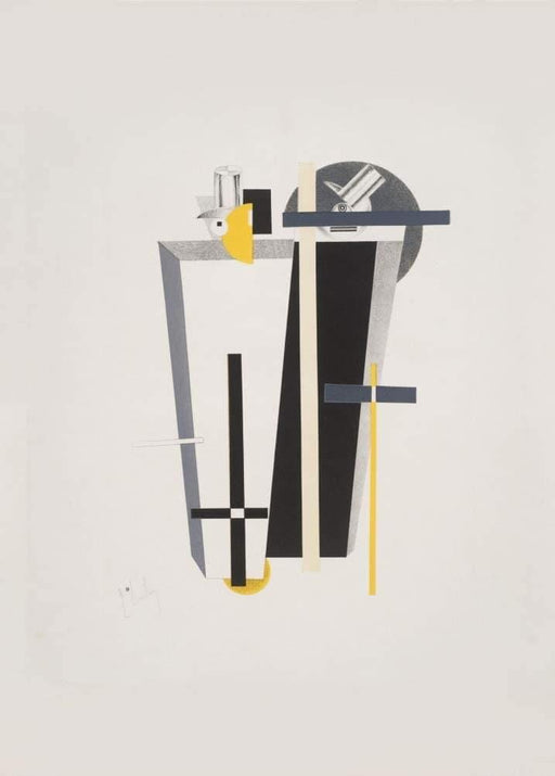 El Lissitzky 'Figurine Two, Three-Dimensional Design for 'Victory Over The Sun', Russia, 1923, Reproduction 200gsm A3 Vintage Constructivism Suprematism Poster - World of Art Global Limited