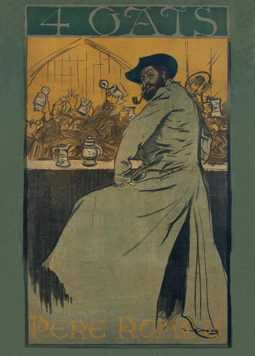 'Gats 4 Restaurant', Spain, 1900, by Ramon Casas, Reproduction 200gsm A3 Vintage Art Nouveau Poster - World of Art Global Limited