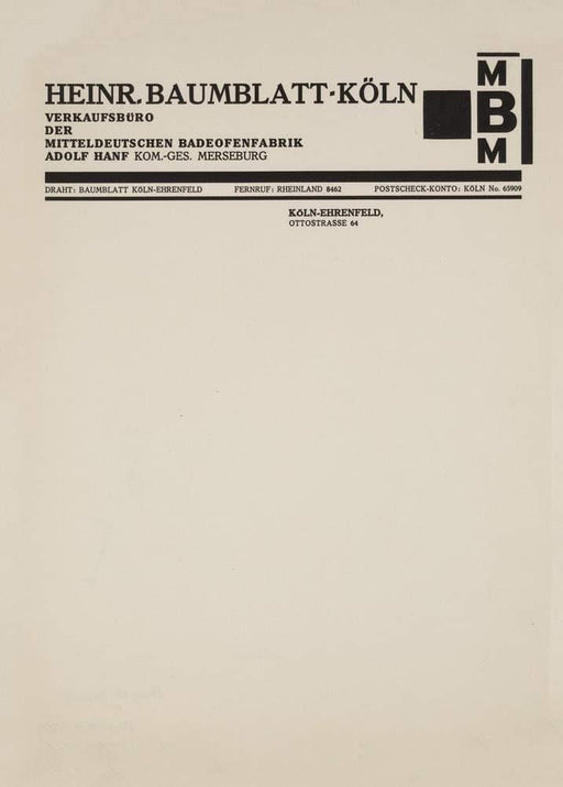 Franz Wilhelm Seiwert 'Heinr, Baumblatt-Koln', Germany, 1920-30's, Reproduction 200gsm A3 Vintage Bauhaus Constructivism Art Poster - World of Art Global Limited