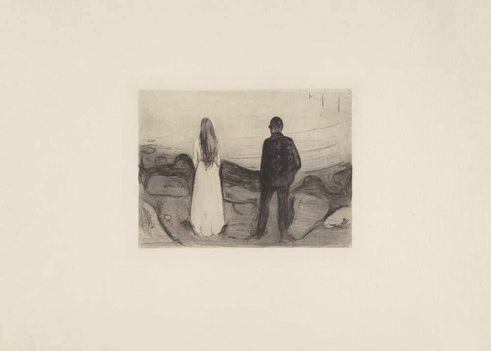Edvard Munch 'Two People', Norway, 1900, Reproduction 200gsm A3 Vintage Classic Art Poster - World of Art Global Limited