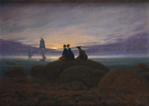 Caspar David Friedrich 'Moonrise Over The Sea', Germany, 1822, Reproduction 200gsm A3 Vintage Classic Art Poster - World of Art Global Limited