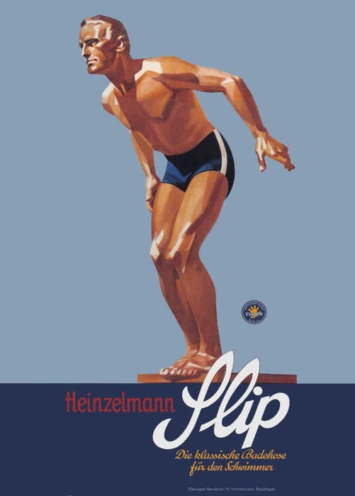 Vintage Swimming and Diving 'Henhenizelmamm Flip Swinwear', Germany, Reproduction 200gsm A3 Vintage Art Deco Sports Poster