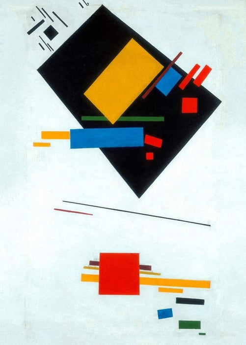 Kazimir Malevich 'Suprematist Painting with Black Trapezium and Red Square', Russia, 1915, Reproduction 200gsm A3 Vintage Classic Suprematism Poster