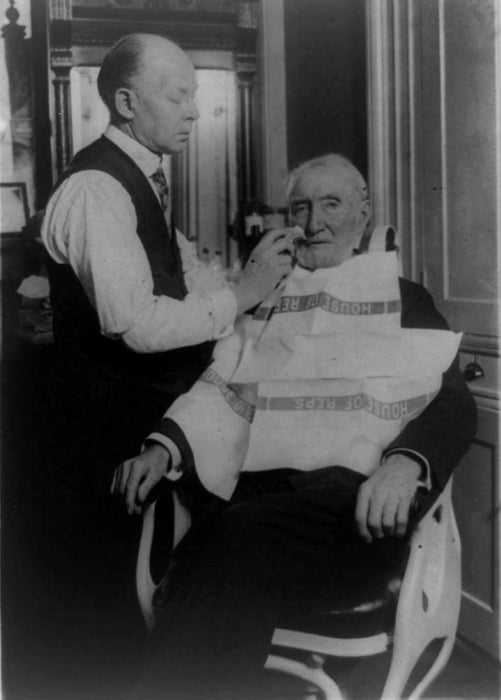 Vintage Barbershop and Salon 'Uncle Joe Cannon Last Congressional Shaves', U.S.A, 1923', Reproduction 200gsm A3 Vintage Barbershop Poster