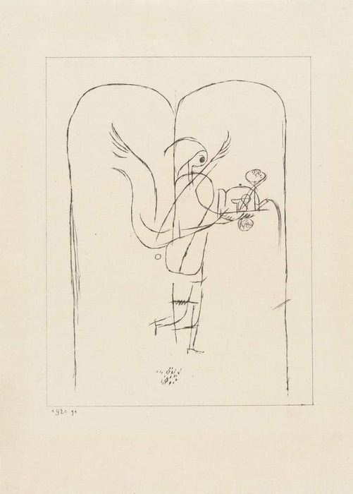 Paul Klee 'A Guardian Angel Serves a Small Breakfast', Swiss-German, 1920, Reproduction 200gsm A3 Abstract, Bauhaus Vintage Classic Art Poster