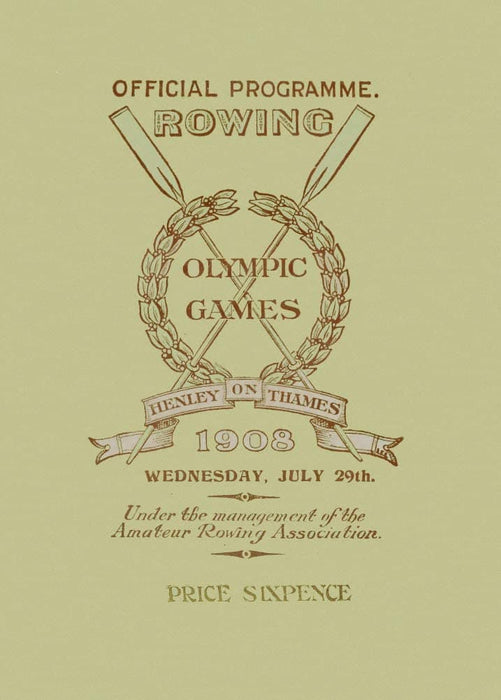 Vintage Olympics 'England, 1908, Rowing Event at Henley-on-Thames', Reproduction 200gsm A3 Vintage Sports Poster