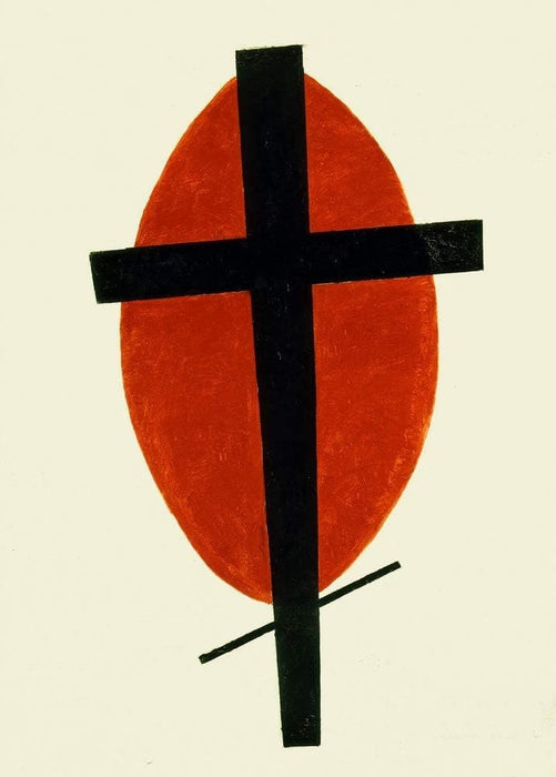 Kazimir Malevich 'Mystic Suprematism, Black Cross on Red Oval, Russia, 1920-22, Reproduction 200gsm A3 Vintage Classic Suprematism Poster