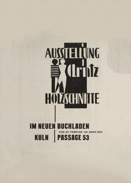 Vintage Bauhaus 'Ausstellung Arntz Holzchnitte', Germany, 1925, Joost Schmidt, Reproduction 200gsm A3 Vintage Bauhaus Poster