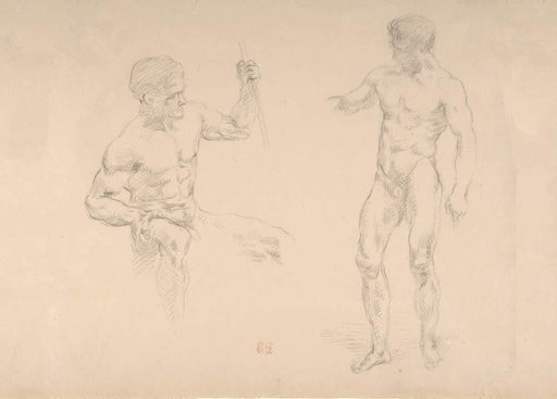 Eugene Delacroix 'Two Male Nudes, Seated and Standing', France, 1855, Reproduction 200gsm A3 Classic Art Vintage Poster - World of Art Global Limited