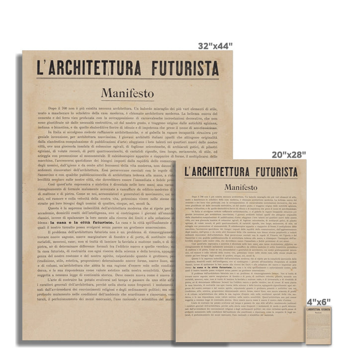 Antonio Sant'Elia  'The Futurist Architecture Manifesto'   Rolled Eco Canvas