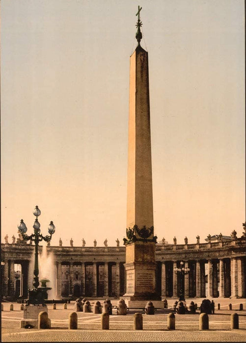 Vintage Travel Italy 'St. Peter's Place, The Obelisk, Rome', Circa. 1890-1910, Reproduction 200gsm A3 Vintage Travel Photography Poster