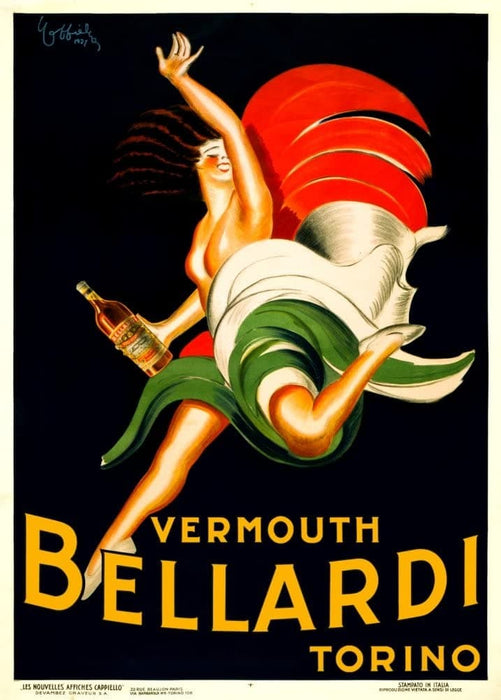 Vintage Beers, Wines and Spirits 'Vermouth Bellardi', Italy', 1927, Leonetto Cappiello, Reproduction 200gsm A3 Vintage Art Deco Poster