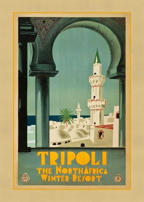 Vintage Travel Libya 'Tripoli and The North Africa Winter Resort', 1930's, Reproduction 200gsm A3 Vintage Art Deco Travel Poster