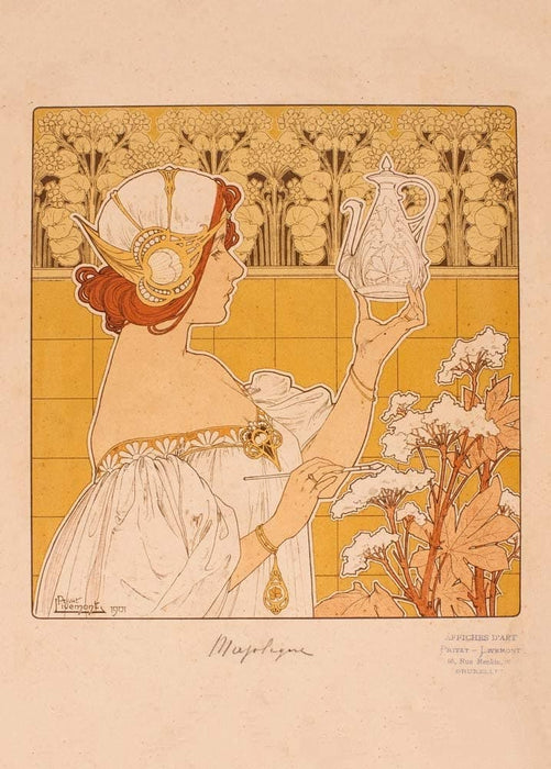 Henri Privat-Livemont 'Majolique', Belgium, 1901, Reproduction 200gsm A3 Vintage Classic Art Nouveau Poster