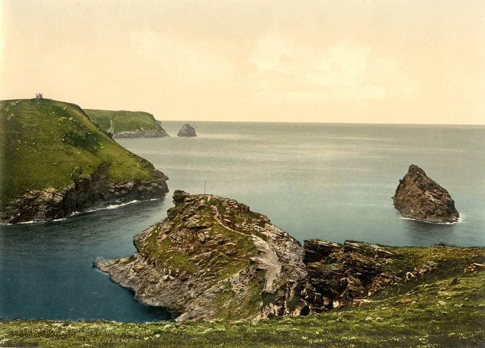 Vintage Travel England 'Cornwall, Boscastle, View of Coast from coastguard's Station', 1890's, Reproduction 200gsm A3 Vintage Photography and Travel Poster