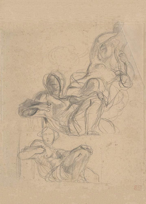 Eugene Delacroix 'Sheet of Figure Studies', France, Reproduction 200gsm A3 Classic Art Vintage Poster - World of Art Global Limited