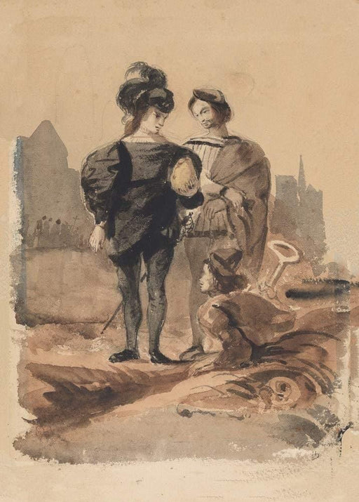 Eugene Delacroix 'Hamlet and Horatio in The Graveyard', France, 1827-28, Reproduction 200gsm A3 Shakespeare Classic Art Poster - World of Art Global Limited