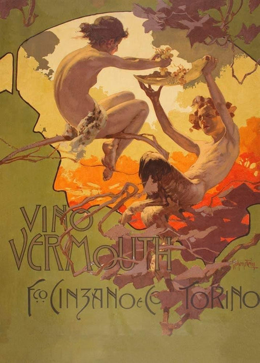Adolfo Hohenstein 'Vermouth Fco Wine, Cinzano', Germany, 1901 Reproduction Vintage 200gsm Classic Art Nouveau Poster - World of Art Global Limited