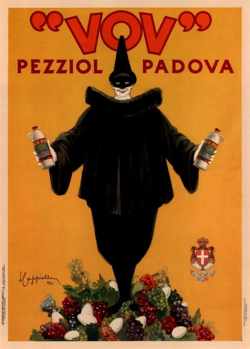 Vintage Beers, Wines and Spirits 'Vov Pezziol', Padova, Italu, 1922, Leonetto Cappiello, Reproduction 200gsm A3 Vintage Art Deco Poster