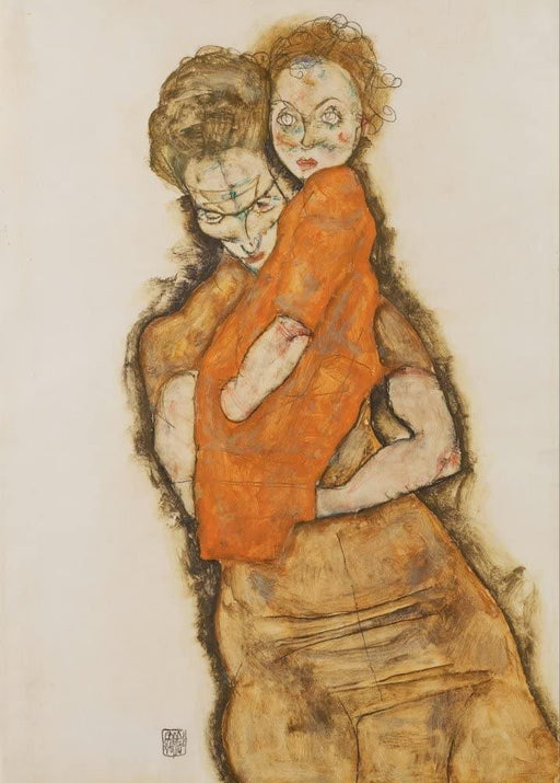 Egon Schiele 'Mother and Child, Detail', Austria, 1914, Reproduction 200gsm A3 Vintage Classic Art Poster - World of Art Global Limited