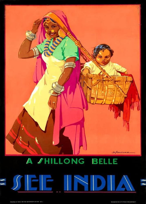 Vintage Travel India 'A Shillong Belle', 1935, Reproduction 200gsm A3 Vintage Art Deco Travel Poster