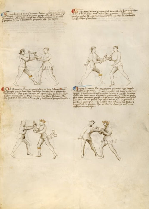 Vintage Martial Arts 'Position Chart 41', from 'Fior di Battaglia', Italy, 14th Century, Reproduction 200gsm A3 Swordfighting, Armed Combat and Self-Defence Poster