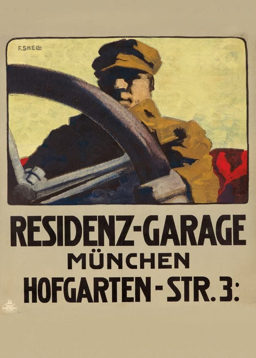 Vintage Automobile 'Residenz-Garage', Germany, 1910, Reproduction 200gsm A3 Vintage Automobile Poster