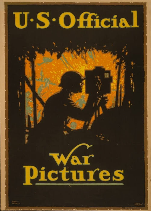 Vintage U.S WW1 Propaganda 'U.S Official War Movies', U.S.A, 1914-18, Reproduction 200gsm A3 Vintage Propaganda Poster