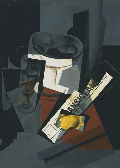 Juan Gris 'Still Life with Newspaper, Detail', Spain, 1916, Reproduction 200gsm A3 Vintage Classic Art Poster
