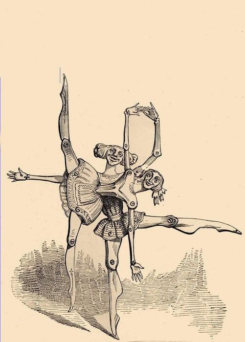 J.J Grandville 'The Dance Routine, The Duet Continues', from 'Another World', France, 1844, Reproduction 200gsm A3 Vintage Fantasy Surrealism Art Poster