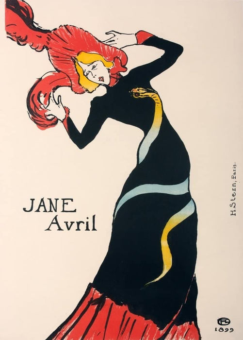 Henri de Toulouse-Lautrec 'Jane Avril', France, 1899, Reproduction 200gsm A3 Vintage Classic Art Nouveau Poster