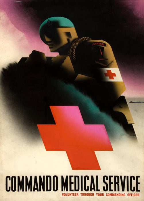Vintage British WW11 Propaganda 'Commando Medical Services', England, 1939-45, Reproduction 200gsm A3 Vintage British Propaganda Poster
