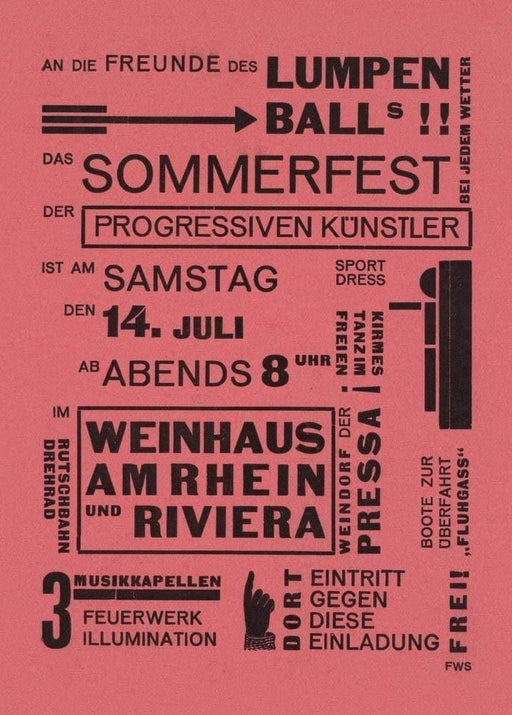 Franz Wilhelm Seiwert 'An die Freunde des Lumpenballs', Germany, 1928, Reproduction 200gsm A3 Vintage Bauhaus Constructivism Art Poster - World of Art Global Limited