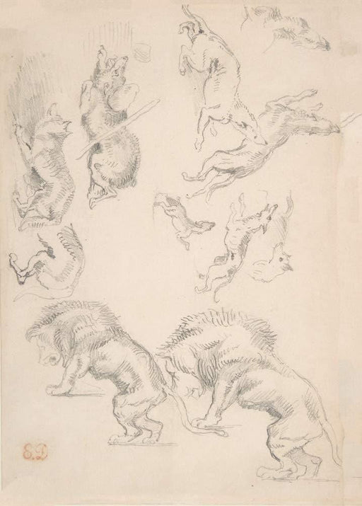 Eugene Delacroix 'Studies of Animals', France, 1810-63, Reproduction 200gsm A3 Classic Art Vintage Poster - World of Art Global Limited