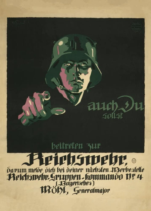 Vintage German WW1 Propaganda 'You Should Also Join The Reichswehr', Germany, 1914-18, Reproduction 200gsm A3 Vintage German Propaganda Poster