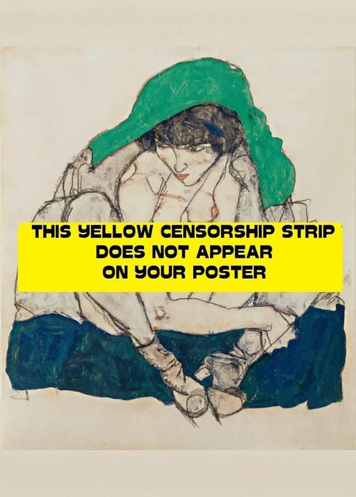 Egon Schiele 'Crouching Woman with Green Headscarf', Austria, 1914, Reproduction 200gsm A3 Vintage Classic Art Poster - World of Art Global Limited