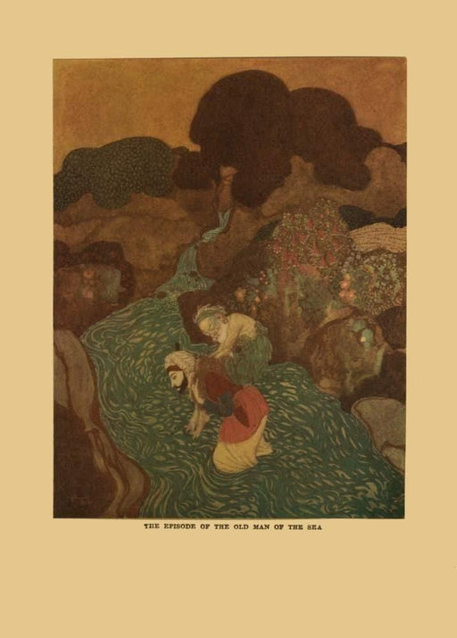 Edmund Dulac 'The Episode of The Old Man and The Sea', from 'Arabian Nights, One Thousand and One Nights', France, 1907, Reproduction 200gsm A3 Vintage Classic Art Poster - World of Art Global Limited