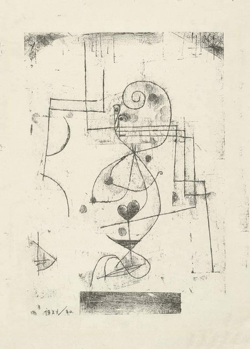 Paul Klee 'Queen of Hearts', Swiss-German, 1921, Reproduction 200gsm A3 Abstract, Bauhaus Vintage Classic Art Poster