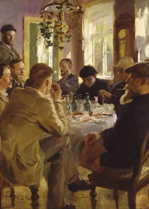 Peder Severin Kroyer 'Artists Luncheon at Brondum's Hotel, Detail', Denmark, 1883, Reproduction 200gsm A3 Vintage Classic Art Poster