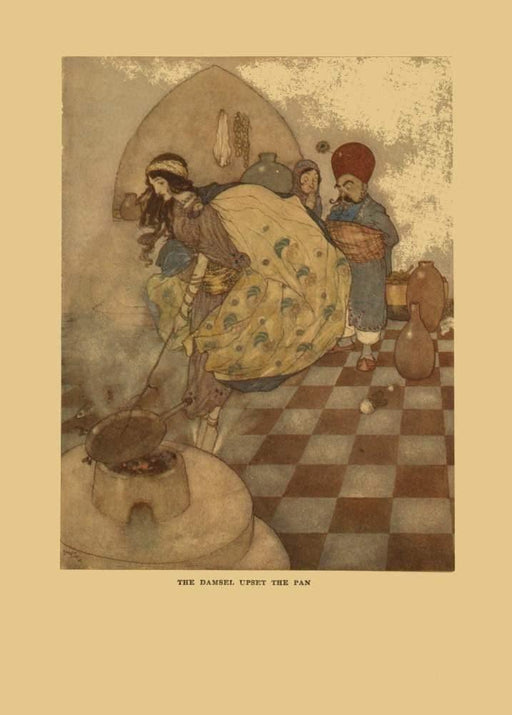 Edmund Dulac 'The Damsel Upset The pan', from 'Arabian Nights, One Thousand and One Nights', France, 1907, Reproduction 200gsm A3 Vintage Classic Art Poster - World of Art Global Limited