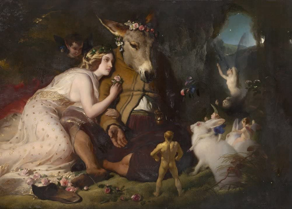 Vintage Film and Theatre 'Shakespeare. A Midsummer Night's Dream. Titania and Bottom, Detail',England, 1848-51, Edward Landseer, Reproduction 200gsm A3 Vintage Shakespeare Poster
