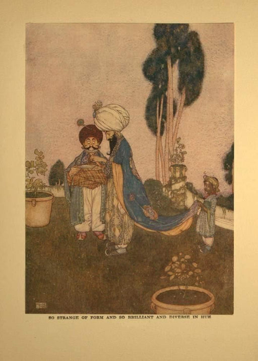 Edmund Dulac 'So Strange of Form and so Brilliant and Diverse in hue', from 'Arabian Nights, One Thousand and One Nights', France, 1907, Reproduction 200gsm A3 Vintage Classic Art Poster - World of Art Global Limited