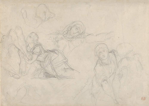 Eugene Delacroix 'The Virgin and Holy Women, Studies for 'The Lamentation', France, 1823, Reproduction 200gsm A3 Classic Art Vintage Poster - World of Art Global Limited