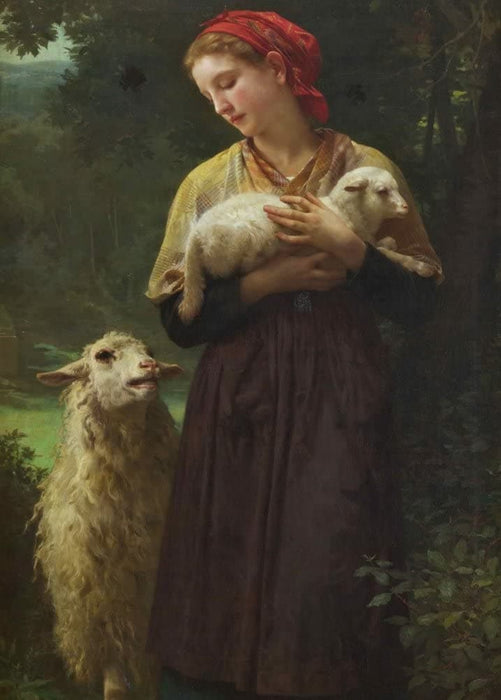 William-Adolphe Bouguereau 'The Shepherdess, Detail', France, 1873, Reproduction 200gsm A3 Vintage Art Poster