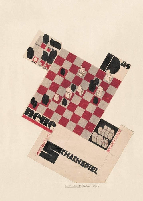 Vintage Bauhaus 'The New Chess Game', Germany, 1923, Joost Schmidt, Reproduction 200gsm A3 Vintage Bauhaus Poster