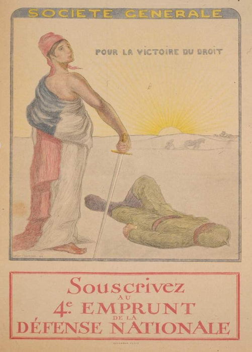 Vintage French WW1 Propaganda 'So That Right May Prevail', France, 1914-18, Reproduction 200gsm A3 Vintage French Propaganda Poster