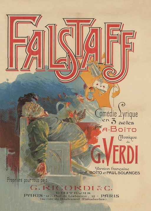 Adolfo Hohenstein 'Giuseppe Verdi's Falstaff', Germany, 1894, Reproduction Vintage 200gsm Classic Art Nouveau Poster - World of Art Global Limited