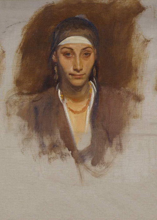 John Singer Sargent 'Egyptian Woman with Earrings', U.S.A, 1890-91, Reproduction 200gsm A3 Vintage Classic Art Poster